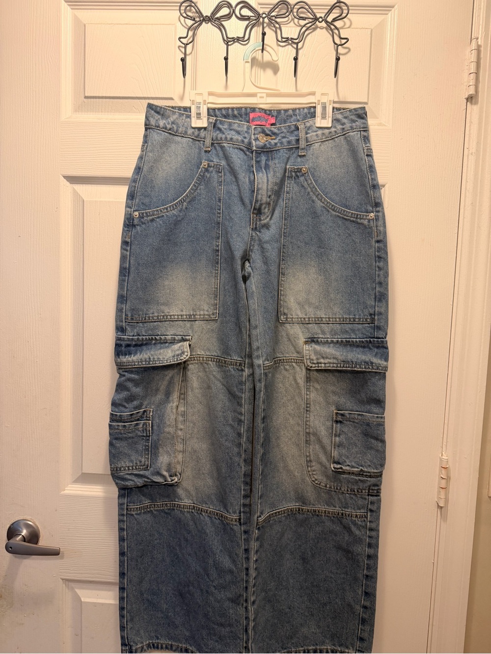 Edikted Light Blue Cargo Denim Jeans for Women